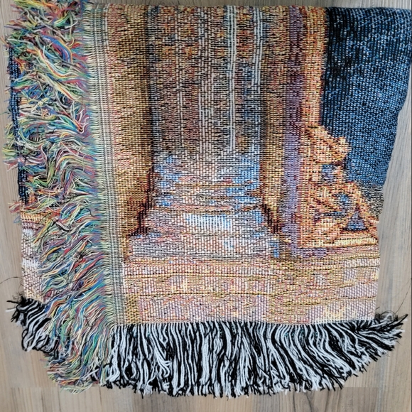 Multicolor Made In The USA woven tapestry Throw Angel Of Wishes  50x60 In - Picture 2 of 3